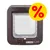 Porta per animali SureFlap marrone con simbolo percentuale giallo e rosso in alto a destra, indicante offerta o sconto visibile.