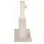 Arbre à chat beige avec poteau en sisal, base carrée recouverte de tissu, panneau incliné en sisal et balle suspendue par un fil.