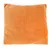 Coussin carré orange en tissu, sans motifs ni texte visible. Matière textile douce apparente.
