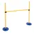 Yellow obstacle set with height-adjustable bar and blue bases, suitable for training purposes.