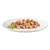 Morceaux de pâtée en sauce servis sur une assiette blanche, avec une petite garniture verte visible sur le côté.