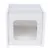 White cube structure with open entrance and padded interior, suitable as a pet hideaway or sleeping place.