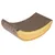 Griffoir incurvé en carton ondulé, forme de banane stylisée avec surface texturée marron et côtés jaunes, sans marque visible.