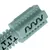 Green rubber chew toy with studs and zigzag pattern for dental cleaning.