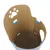 Cardboard box with corrugated scratching surface and cut-out paw design. Suitable for scratching and playing.
