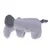 Grey plush toy in elephant shape with soft surface and rounded ears.