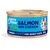 Edgard Cooper Salmon and Chicken, chunks in sauce for adult cats, 85g. Blik met blauwe etikettering en afbeelding van een kat.