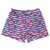 Kurze Hose mit blau-weissen Streifen und Wassermelonen-Muster, elastischer Bund.