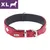 Czerwona skórzana obroża Hunter z białymi krzyżami, metalową klamrą i oznaczeniem rozmiaru XL w lewym górnym rogu.