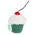 Zooplus plush toy in cupcake shape with green base, white top and red cherry. Suitable for pets.