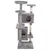 Grey cat tree with multiple levels, two caves and sisal-wrapped scratching posts.