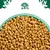Croquettes marron clair dans une gamelle verte, logo avec arbre stylisé et silhouettes de chien et chat visible en haut de l’image.