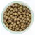 Bowl filled with round, brown dry food pellets.