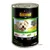 Boîte de nourriture pour chien Belcando, 400 g, saveur volaille avec riz et courgettes. Ingrédients visibles : viande de dinde, riz, courgettes, huile de chardon. Texte en allemand et français.