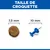 Comparaison de la taille des croquettes : une croquette de 7,5 mm de diamètre à côté d'une punaise de 10 mm de diamètre.