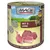 Conservă MAC's Wild & Lamm, 70% Fleischanteil, Grain Free, Made in Germany. Imagine cu carne crudă, cerb și oaie pe ambalaj. Fără arome, soia, coloranți, ingrediente animale sau oase.