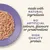 Shredded food on a plate with text: made with natural ingredients, no artificial colours, flavours or preservatives, high quality protein.