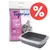 Tigerino Premium Natural Clay Clumping Litter, ultra absorbent, schnelle Geruchskontrolle, sofort klumpend, extrem staubarm. Katzentoilette und Prozentzeichen sichtbar.