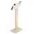 Cat tree with beige base and sisal-wrapped post, white cat sitting on top of the post.