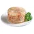Shaped wet food with shrimp and meat pieces in jelly, served on a white plate with fresh parsley as decoration.