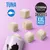 COSMA PURE LOVE SNACKIES XXL PIECES TUNA, morceaux cubiques clairs sortant d’une boîte rose avec silhouette de chat, texte en anglais visible sur l’image.