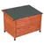 Caseta para mascotas de madera con techo plano de color oscuro. Estructura rectangular, paneles de madera visibles y patas cortas. Sin marcas ni texto visible. Caseta para mascotas de madera con techo plano de color oscuro. Estructura rectangular, paneles de madera visibles y patas cortas. Sin marcas ni texto visible.