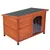 Caseta rectangular de madera con techo plano oscuro y entrada arqueada cubierta por tiras transparentes de plástico. Patas cortas negras visibles en las esquinas. Caseta rectangular de madera con techo plano oscuro y entrada arqueada cubierta por tiras transparentes de plástico. Patas cortas negras visibles en las esquinas.
