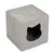 Grey felt cave in cube shape with cat head-shaped entrance and padded interior.