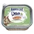 Happy Cat Duo Häppchen auf Paté, Geflügel & Lamm, Adult, 100 g. + Vitamine + Kräuter. Strato di paté con bocconcini Pollame & Agnello. Billede af kat og mad på emballagen.