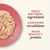 Shredded food on a plate with text: 100% natural ingredients, contains no additives, high quality protein.