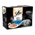 Sheba Select Slices in Gravy Fish Selection, 12 x 85 g. Met zalm & koolvis, witvis, oceaanvis en kabeljauw. Afbeelding van kattenvoer op bord en grijze kat zichtbaar op verpakking.