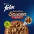 Purina Felix Sensations Saucen, ποικιλία γεύσεων από την ύπαιθρο. Χωρίς χρωστικές. Κοντινή λήψη κομματιών κρέατος σε σάλτσα.