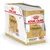 Royal Canin Adult Chihuahua natvoer, 85 g per portiezakje. Verpakking toont afbeelding van een chihuahua en voer in saus. Tekst: SANTÉ DU PELAGE, ZDOROVAYA SHERST.