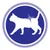 White cat silhouette with a star shape on lower back, inside a blue and purple circle. No text visible.