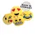 Four yellow emoji toys with different facial expressions. Text: Made in Germany.