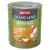 Conservă Animonda GranCarno Superfoods, text vizibil: Pute + Mangold, Hagebutten, Leinöl, 1 tierisches Protein. Imagine curcan, legume și ulei pe etichetă.
