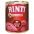 RINTI Singlefleisch Exclusive ZIEGE PUR -koiran märkäruokapurkki, 1 Protein Single, getreidefrei. Saksankielinen teksti näkyvissä.