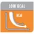 Low kcal feature with a graph showing reduced calorie content.