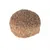 Close-up of a brown, round pet food pellet with a granular texture.