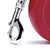 Close-up of a metal clip attached to a red retractable lead, showing the fastening mechanism for secure attachment.