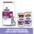Hill's Prescription Diet Digestive Care i/d low fat száraz és nedves kutyaeledel csomagolás, lila-fehér címkével, konzerv és zacskós változatban látható.