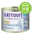 Kattovit Feline Diet Aufbaukur/Recovery mit Huhn, boîte visible, lot de 12 indiqué par un pictogramme vert avec le chiffre 12. Texte en allemand et anglais sur l’étiquette. Kattovit Feline Diet Aufbaukur/Recovery mit Huhn, boîte visible, lot de 12 indiqué par un pictogramme vert avec le chiffre 12. Texte en allemand et anglais sur l’étiquette.
