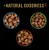 Trois bols remplis de cubes d’aliments pour animaux, texte visible : NATURAL GOODNESS
