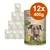 Confezione da 12 lattine DOG'S LOVE Greens, 400 g ciascuna. Etichetta: vegan, 100% bio-verdure e bio-frutta. Immagine di cane con carota in bocca. Confezione da 12 lattine DOG'S LOVE Greens, 400 g ciascuna. Etichetta: vegan, 100% bio-verdure e bio-frutta. Immagine di cane con carota in bocca.
