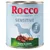 Scatola Rocco Sensitive, Single 1 Protein, Game & pasta, peso 800 g. Immagine di carne e pasta sulla confezione, silhouette di cane visibile.