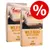 Two bags labelled Wild Boar with Chicken, 70% meat, 30% other ingredients, 0% grain, for adult cats, 6.5kg each, with a percentage discount symbol shown.