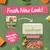 Harringtons pet food packaging update showing new design for Satisfying Salmon & Farm-Grown Veg, highlighting 90% meat and veg content. Text: Fresh New Look!