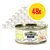 Pack of 48 Greenwoods Delight Chicken with Cheese tins, grain-free recipe, limited ingredients, 70% chicken fillet, visible on product label.