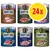 Confezione 24x di lattine Happy Dog Sensible Pure: Texas (tacchino), Montana (cavallo), Buffalo, Germany (manzo), France (anatra), Neuseeland (agnello). Testo 'Made in Germany' visibile. Confezione 24x di lattine Happy Dog Sensible Pure: Texas (tacchino), Montana (cavallo), Buffalo, Germany (manzo), France (anatra), Neuseeland (agnello). Testo 'Made in Germany' visibile.