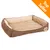 Cuscino rettangolare per animali in tessuto marrone e beige con impronta di zampa visibile. Angolo superiore destro con scritta Top Seller su sfondo arancione. Cuscino rettangolare per animali in tessuto marrone e beige con impronta di zampa visibile. Angolo superiore destro con scritta Top Seller su sfondo arancione.